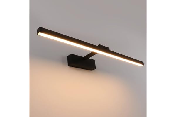 Klighten Lampe Miroir LED Salle de Bain 60cm, 18W 1170 Lumen, IP44 Étanche Applique Murale 180° Rotatif, Lumière Miroir Moderne, Blanc Chaud 3000K, Schwarz