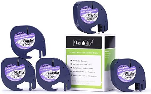 yenlok 5 Pack Compatible Dymo LetraTag 12267 Label Tape Cassette Black on Transparent 12mm X 4m Use for LT-100H LT-100T LT-110T QX 50 XR XM 2000 Plus Label Makers (5 Pack)