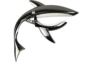 GERUI Capotasto squalo in lega di zinco per chitarre acustiche ed elettriche, ukulele 6 + 12 corde con buona sensazione, senza fret buzz e durevole, design squalo (nero)