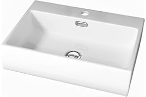 LEMONBATH Lavabo Sobre Encimera Cuadrado Blanco Brillo - Medidas 50 x 35 x 12 cm - Lavabo de Cerámica con Rebosadero para Colocar Sobre Encimera de Mueble Baño - Lavamanos Blanco