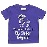 I'm Going To Be A Big Sister Again Purple Tshirt Baby Toddler Kids Available in Sizes 0-6 Months to 14-15 Years New Baby Sister Gift