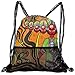 Produktbild RAINNY Drawstring Backpacks Bags,Ethnic Historical Scene Artwork Doodle Flowers In Circles Mythology Religion Theme,5 Liter Capacity,Adjustable