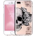 Coque iPhone 7 Plus, Étui iPhone 7 Plus, iPhone 7 Plus Case, ikasus&reg; Coque iPhone 7 Plus Silicone Étui Housse [Étui en TPU doux peint coloré] Téléphone Couverture TPU Ultra Mince Premium Semi Hybrid Crystal Clear Flex Soft Skin Extra Slim TPU Case Coque Housse Étui pour Apple iPhone 7 Plus - Crâne Et Rose