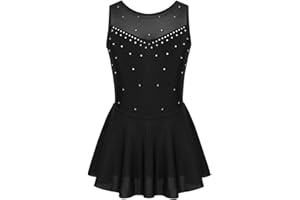 CHICTRY Vestito da Danza Classica Bambina Vestito da Pattinaggio Artistico Vestito da Balletto Ballerina Latino Abito da Ballo Paillettes Body Ginnastica Saggio Dancewear
