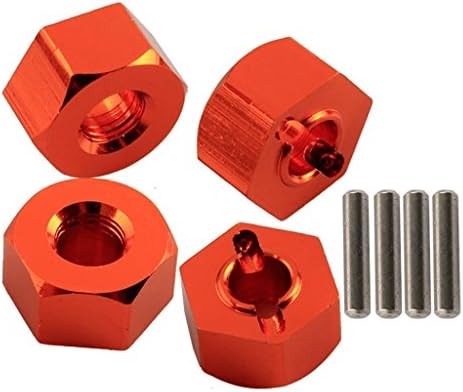 Yiguo 12mm Wheel Hub Hex Adapter with Pins for 1:10 Traxxas Slash 4x4 Orange Set of 4