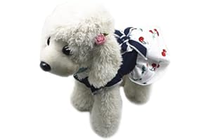 Barrageon Gatti Cani Abito Animale Domestico Camicia Gonna Carino Piccolo Media Bowknot Estate Vestito Abiti (Blu Bianco-S)