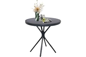 EORTHEX OUTDOOR FANCY EortheX 23" Outdoor Round Bistro Side Table, Versatile Patio Metal Coffee Table End Table or Accent Table with Tempered Glass Top, Small Outdoor Furniture Solution for Patio or Home Use