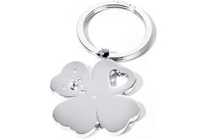 TROIKA GIRL'S BEST FRIEND "Clover" brelok do kluczy - KR9-30/CH - błyszczący chromowany - made with SWAROVSKI® ELEMENTS - breloczek do kluczy czterolistna koniczynka - oryginał od TROIKA