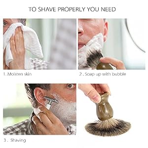 Anself Professional Pure Badger Hair Shaving Brush Barber Salon Resin Handle Shaving Razor Brush Men Facial Beard… - Image 3