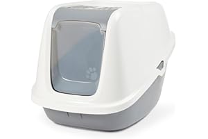 PETGARD Bandeja para gatos XXXL Nestor gigante blanco y gris especial para grandes razas de gatos