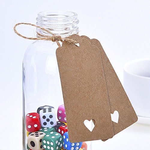 Cosanter 100 Stück Kraftpapier Etiketten Tags Geschenk Anhänge Papieranhänger Hängeetiketten Anhängeetiketten, ohne Schnüren, für Geschenke, zum Basteln, als Preis-Etiketten Rectangular With Heart Schwarz 9.5CM x 4.5 CM - 7
