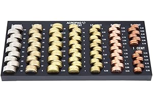 ACROPAQ Monnayeur pièces euro - 30,6 x 14,9 x 2,2 cm, 8 compartments, Avec échelle pour la détermination de la valeur - Organiseur de pièces, Caisse Monnaie, Caisse, Caisses à Monnaie - Noir - ACCT1