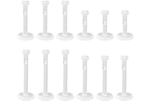 Plimbin 12pcs 16G Clear Lip Bars Plastic Labret Studs Flat Back Push In Retainers Medusa Tragus Helix Cartilage Earrings Piercing Jewellery 6mm 8mm 10mm 12mm