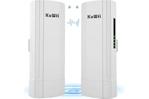 KuWFi CPE850 Gigabit WLAN Bridge Outdoor 5,8 G 6 km Point-to-Point WiFi Bridge, 48 V PoE Outdoor Access Point per estensione di rete 6 KM, Wireless Bridge con antenna da 16 dBi, porte Ethernet da 1000