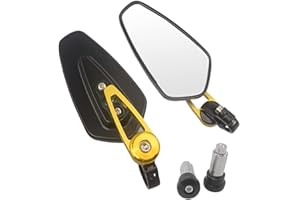 EVOMOSA 7/8" 22mm Motorrad Seitenspiegel Bar End Rückspiegel Motorrad Motorrad Scooter Spiegel für Cafe Racer (Gold)