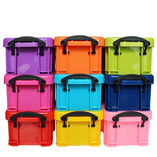 9er Set stapelbarer mini Kästen Container in verschiedenen Fraben mit Clip Verschluss von Kurtzy
