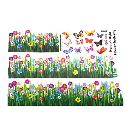 Amazingdeal365 Schmetterlings-Gras-Blumen-Aufkleber Removable DIY Vinyl-Zitat-Wandaufklebe für Kindergarten Kinderzimmer Schule Größe:Ca. 163 cm x 50 cm - 2