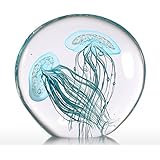 Tooarts - Medusa Azul - Estatua de Cristal Hecho a Mano Mesuda de Vidrio Regalo de Vidrio Adorno Decoración del Hogar