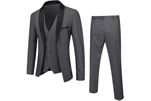 YOUTHUP Abito Uomo Slim Fit 3 Pezzi Abiti da Sposa Elegante Cerimonia Shawl Lapel Smoking Blazer Pantaloni Panciotto