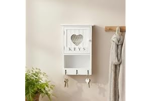 Maison Des Cadeaux Wooden 'Keys' 9 Key Storage Box Heart Keyhole, Hangable Key Hook Holder