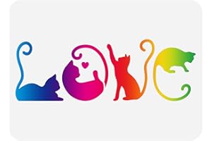 FINGERINSPIRE Stencil Gatto Amore 21x29.7cm Riutilizzabile Stencil Disegno Gatto Domestico Fai Da Te Simpatici Gattini Modello Pittura per Decorazione Domestica Stencil Gatto Animale per Parete Legno