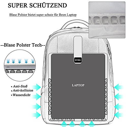 17 3 Zoll Laptop Rucksack mit Blase Polster  DTBG Nylon wasserdicht Business Reiserucks  ke Daypack College Studenten Rucks  ke Schultasche f  r 17 - 