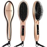 Bestidy Haare Pflegen Glättungbürste Haarglätter Bürste Glätteisen Automatische Abschaltung Schutz Eigenschaften LCD-Display & Push Button Temperaturänderung (goldene)