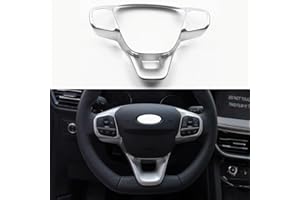 ALWAYSTECZON Matte Silver ABS Steering Wheel Cover Trim Interior Accessories For Ford Fiesta 2017 2018 2019 2020 2021,Puma 2019 2020 2021,Kuga 2020 2021 (Silver)
