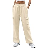 Vancavoo Pantaloni Felpati Donna Pantalone della Tuta Larghi in Pile Cotone Pants Jogger Vita Alta Sweatpants Casual Pantalon