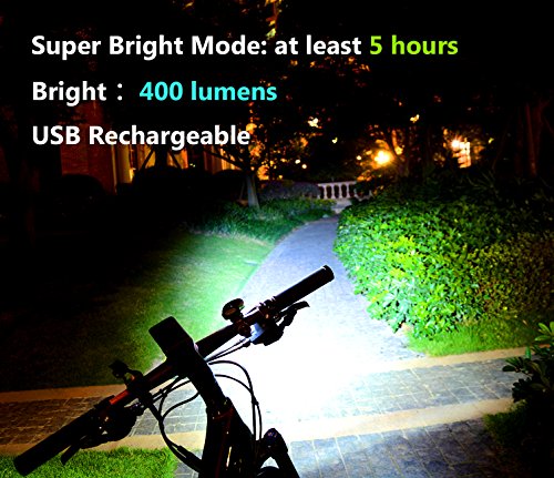 Fahrradlicht, Raniaco 400 Lumen USB wiederaufladbare Fahrradbeleuchtung Set, LED Sicherheits Fahrrad Licht, Sport Beleuchtung, für draußen, helle weiße Frontlicht und rote Rücklichter - 2
