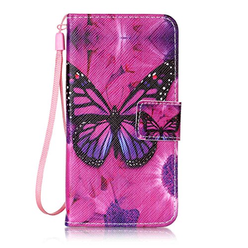 Feeltech Samsung Galaxy S4/9500 Hülle,Samsung Galaxy S4/9500 Magnet Leder Wallet Cover,Elegant Soft PU Kartenfach Extra Dünn Tasche Bunte Relife-Muster [Stand Funktion] Karte Halterung Klapp hülle Flip Book Design Case Flexible TPU Ultra Slim Inner Bumper Tasche mit Landyard [Free Stylus] für Samsung Galaxy S4/9500 – Roter Schmetterling - 2