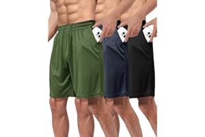 BOOJO 3er Pack Sporthose Herren Kurz Hosen mit Taschen Sport Shorts Schnell Trocknend Trainingshose für Gym Fitness