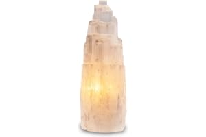 SERENITY GIFTS LTD Serenity Gift Selenite Crystal Lamp Handmade Natural White Selenite Tower Lamp Spiritual Healing Cleanse and Recharge Crystals Table Lamp Meditation Mineral Decoration Gift (40 cm)