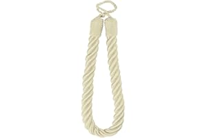 QPC DIRECT Twisted Cord Simple Plain Modern Thick Rope Curtain Tie Back, 60cm (Natural Cream)