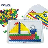 Miniland 31819 - Kit de dibujo en mosaico (placa + 6 plantillas + 300 chinchetas de 15 mm) [importado de Alemania]