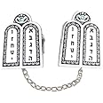 ateret yudaica Clips for Tallit Prayer Shawl, Made in Israel, Silver wirh a Ten Commandments Luchot Design, 3CM / 3.5CM