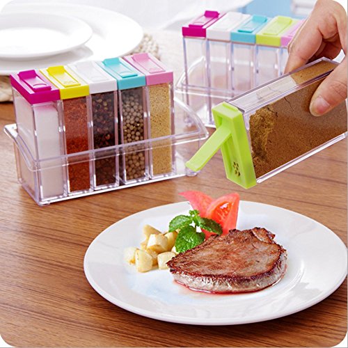 Küche & Haushalt Gewürzdosen, VSOAIR 6 Set Gewürzstreuer Gewürz Box Jar Menage Vorratsbehälter mit Unterschiedlicher Farbe - 3