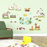 Decowall DW-1403 Feld mit Tieren Wandsticker Wandaufkleber Wandtattoo Kinderzimmer - 2