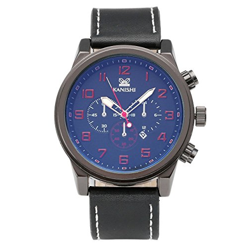 JSDDE Uhren,Klassisch XL Herren Armbanduhr Business Uhr Echt Lederband Dekoration Chronograph Optik Analog Quarzuhr,Schwarz JSDDE Uhren,Klassisch XL Herren Armbanduhr Business Uhr Echt Lederband Dekoration Chronograph Optik Analog Quarzuhr,Schwarz