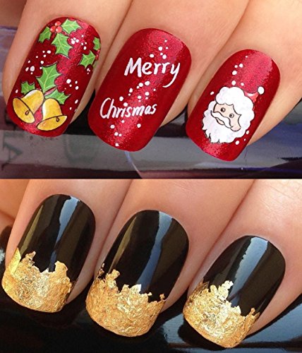 CHRISTMAS NAIL ART SET DECALS WATER TRANSFERS STICKERS. **CHOICE OF 30 DESIGNS!** PLUS GOLD LEAF SHEET or FRENCH MANICURE TIP GUIDES! (818 AND GOLD LEAF) XMAS SEASONAL HOLIDAYS RUDOLPH THE RED NOSED REINDEER POLAR BEAR HAT SANTA SNOWMEN SNOWFLAKES CANDY CANE BOW WRAPS & 24K GOLD LEAF or x48 FRENCH MANICURE TIP GUIDES! CAN BE USED WITH NATURAL GEL ACRYLIC STICK ON NAILS! USE WITH GLITTER DUST CAVIAR BEADS ALLOYS DECORATIONS CONFETTI FIMO SHAPES TAPE PENS RHINESTONES! (818 AND GOLD LEAF)