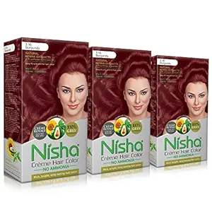 Nisha Creme Hair Color, 3.16 Burgundy, 60gm + 60ml (Pack of 3)