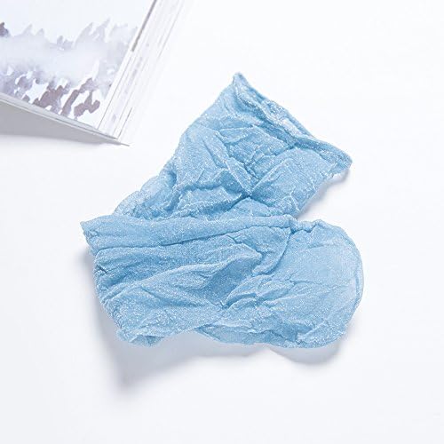 Maivasyy 3 Pairs of Socks Natural Fold 5D Slim Candy Colors of Silver Stack Socks Loose Breathable Flash Stockings, Blue,