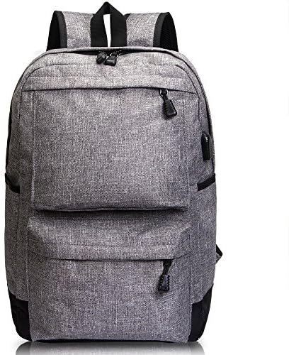 USB Charging Port School Backpack for Men Women,Suit for 16 inch Laptop Backpack Casual Backpack,Unisex Canvas Backpack for Travel,School,College,Hiking or Camping (Grey)