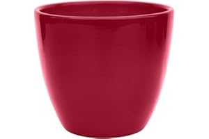 Ivyline Poinsettia Round Planter in Bordeaux - Indoor Stylish Flower Pot - Classic Elegant Planting Bowl - H17 x D20 cm