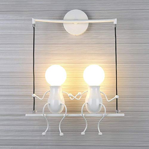 Preisvergleich Produktbild Wandleuchte Metall Wandlampe E27 Effektlampe Flurlampe Treppenleuchte Nachttischlampe Cartoon Lampe für Kinderzimmer Wohnzimmer Schlafzimmer Studiezimmer FlurHotels (Weiß, 41 x 27 x 15 cm)