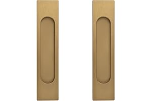 MOROBOR 18CM Self-Stick Rectangual Sliding Door Pulls, 2pcs Bronze Gold Aluminum Alloy Flush Pull Punch-Free Handle for Sliding Barn Door Windows Cabinets