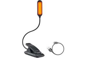BIGLIGHT Amber Book Reading Light,Reading Lights Blue Light Blocking,Clip on Book Light for Reading in Bed at Night, Dimmable Brightness Rechargeable Portable Book Lamp for Readers Students Kids
