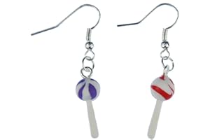 Miniblings Lutscher Bonbon Ohrringe Hänger Süßigkeit Lolli bunt Kinder Mädchen - Handmade Modeschmuck I Ohrhänger Ohrschmuck versilbert