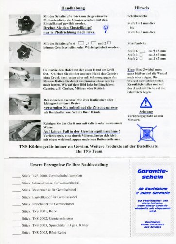 ORIGINAL TNS 2000 GEMÜSEHOBEL ALL IN ONE MADE IN GERMANY FARBE BLAU - 3