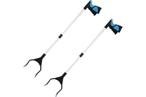 Housolution 32" Faltbar Greifer, 2 Stück Aluminium Greifzange Drehbar Greifzange Müllzange rutschfest Gummigreifer, Langer Greifarm für Senioren Müll Abfallsammlun Garten Nabber Greifen, Blau